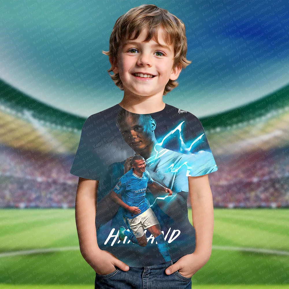 Classic Norwegian Haaland 3D Printed Pattern Kids Adult Men's Sports Shirt T-shirt Summer Football Fan Fashionable High-Quality 4