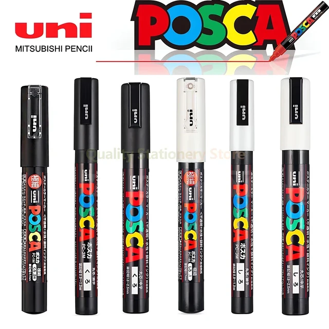 1pcs Uni Posca White Paint Marker,Acrylic Waterproof POP Poster PC-1M 3M 5M  Permanent Markers Graffiti Painting Pen Art Supplies