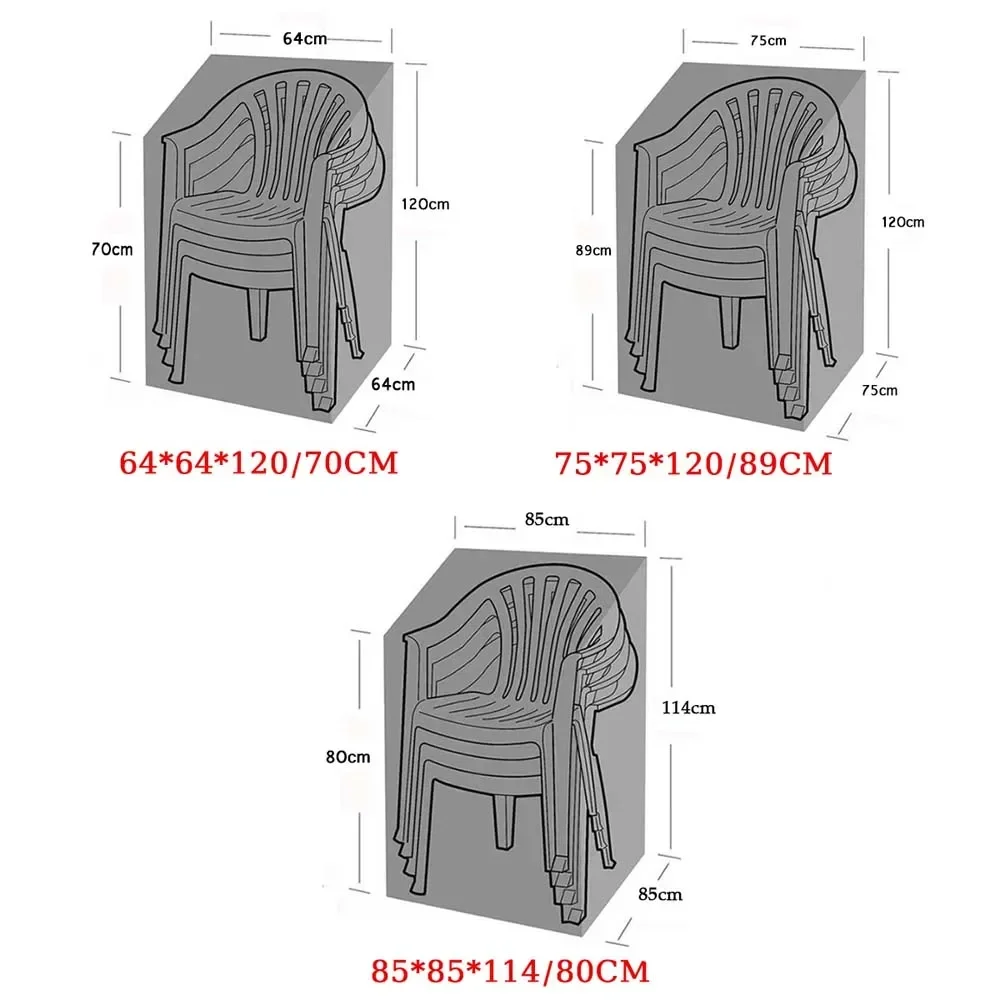 3 Sizes Dustproof Chair Organizer Stacked Chair Dust Cover Storage Bag Outdoor Garden Patio Furniture Protector Waterproof 4