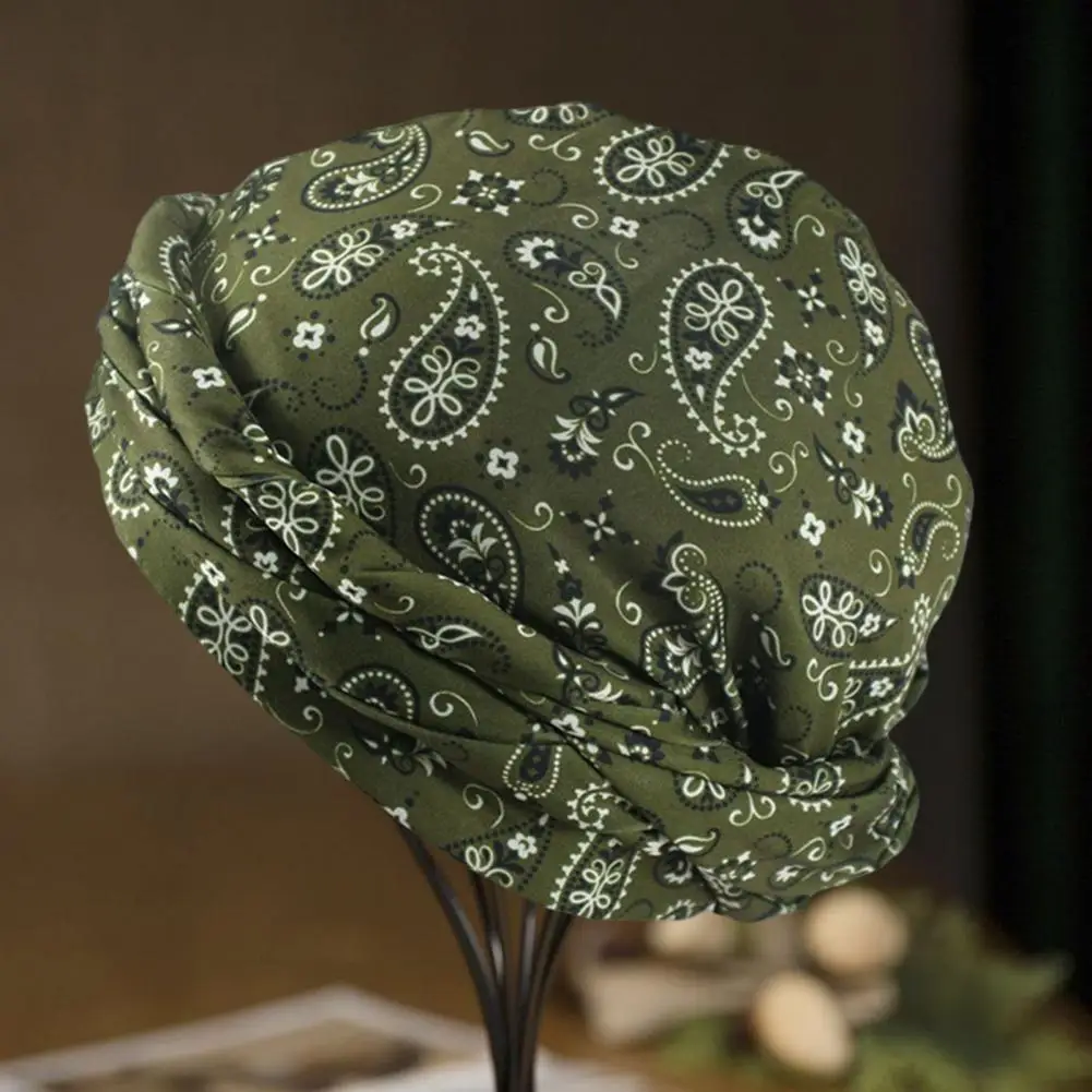 Double Layer Men Turban Hat Bohemia Cashew Flower Printing Classical Men's Autumn Hats Solid Color Beanies Hip Hop Hats Skullies men hats