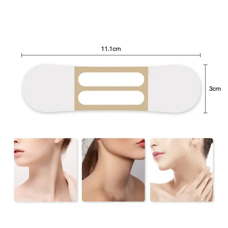 10pcs 투명 목 리프팅 패치 방수 탄력 보이지 않는 페이딩 목 주름 접착 스티커 페이스 리프트 테이프