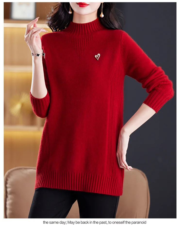 Frauen Pullover Neue Elegante Rollkragen Warme Pollovers Bluse Stricken Damen Jumper Herbst Winter Bottom Wear Tops Weibliche Kleidung – Detail 5