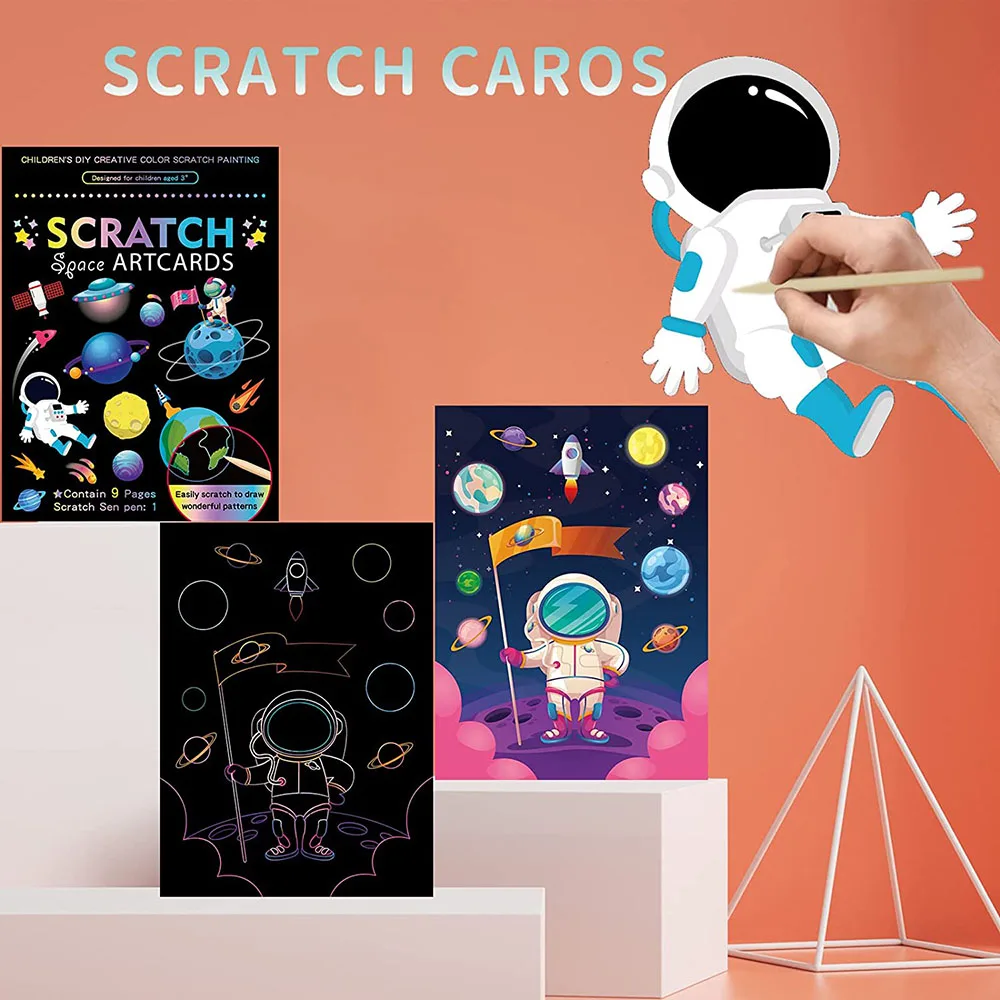New Magic Scratch Painting Art Paper Card Set Cute Cartoon Zoo Sea Animal  Kids Learning Art Painting Boys Girls Children Gifts