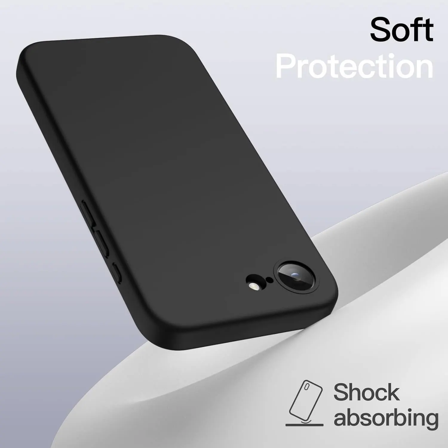 Einfache, ultradünne Handyhülle für iPhone 16e, Kameraobjektiv, vollständiger Schutz, matte, weiche Abdeckung für iPhone 16 Pro Max Plus, schwarze Hülle – Detail 1