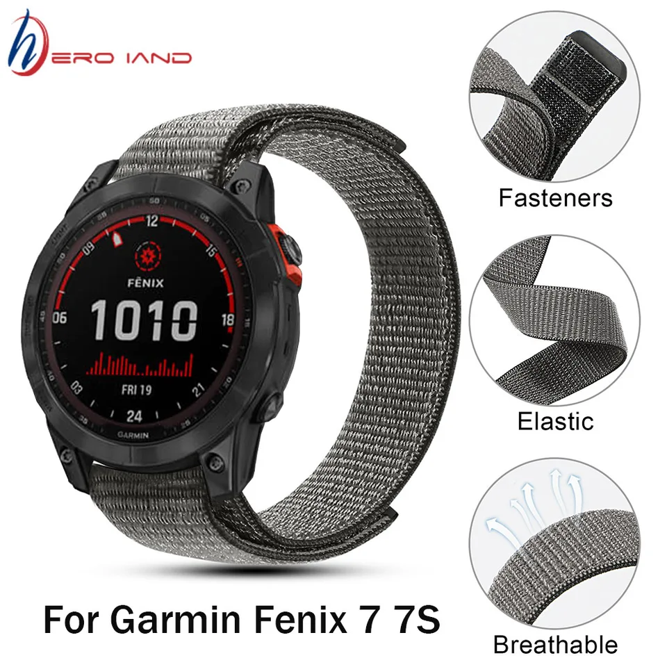 Pour Garmin Fenix ​​7 / Fenix ​​6 Pro / Forerunner 935/945 22 Mm Smart  Watch Bandle De Bracelet En Nylon Réglable - Le Noir