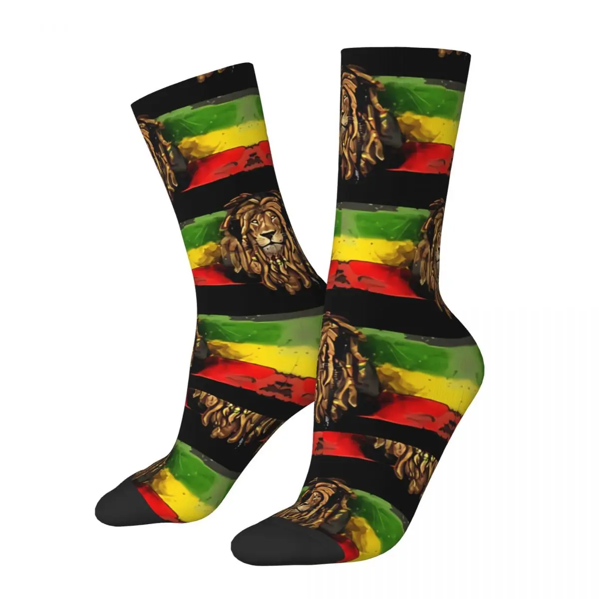 

Red Yellow Green Rasta Lion Of Judah Rastafari Unisex Winter Socks Windproof Happy Socks street style Crazy Sock