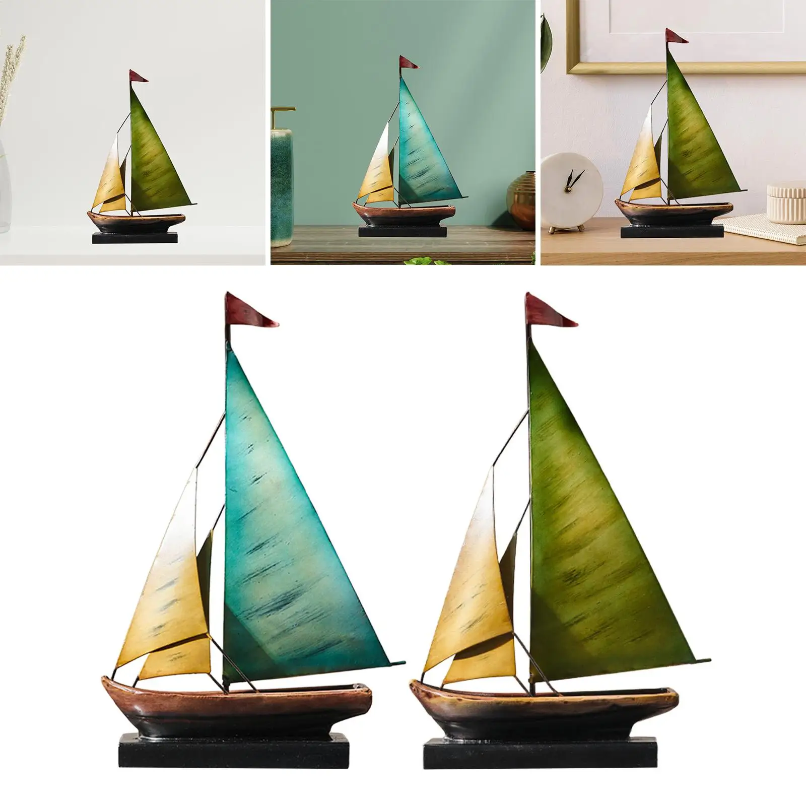 Iron Sailboat Statue Decorative Boat Ocean Themed Nautical Centerpiece for Office Party Home Beach Decoration Iron Sailboat Statue Decorative Boat Ocean Themed Nautical Centerpiece for Office Party Home Beach Decoration