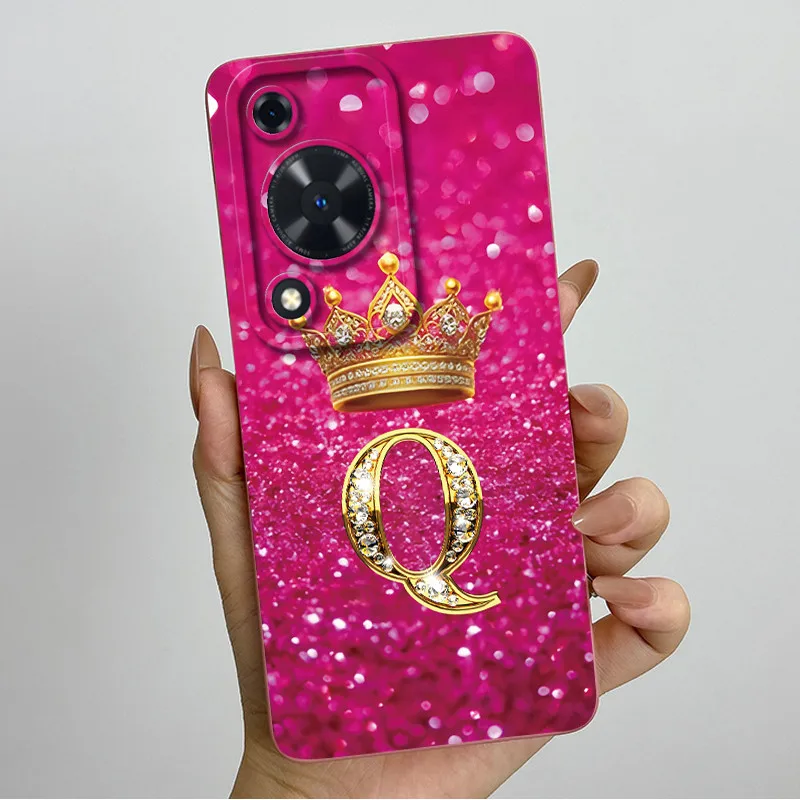 Crown Initial Letter Couple Phone Case - Soft Silicone TPU Lens Protective Casing