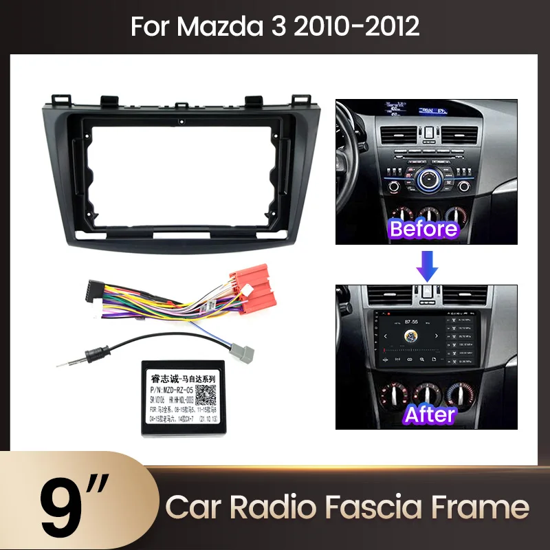 Panneau de montage d'autoradio 2 DIN, installation du tableau de bord,  cadre du fascia, câble Canbus, Mazda 3, BL 2009 2013, BK 2003 2009 |  AliExpress