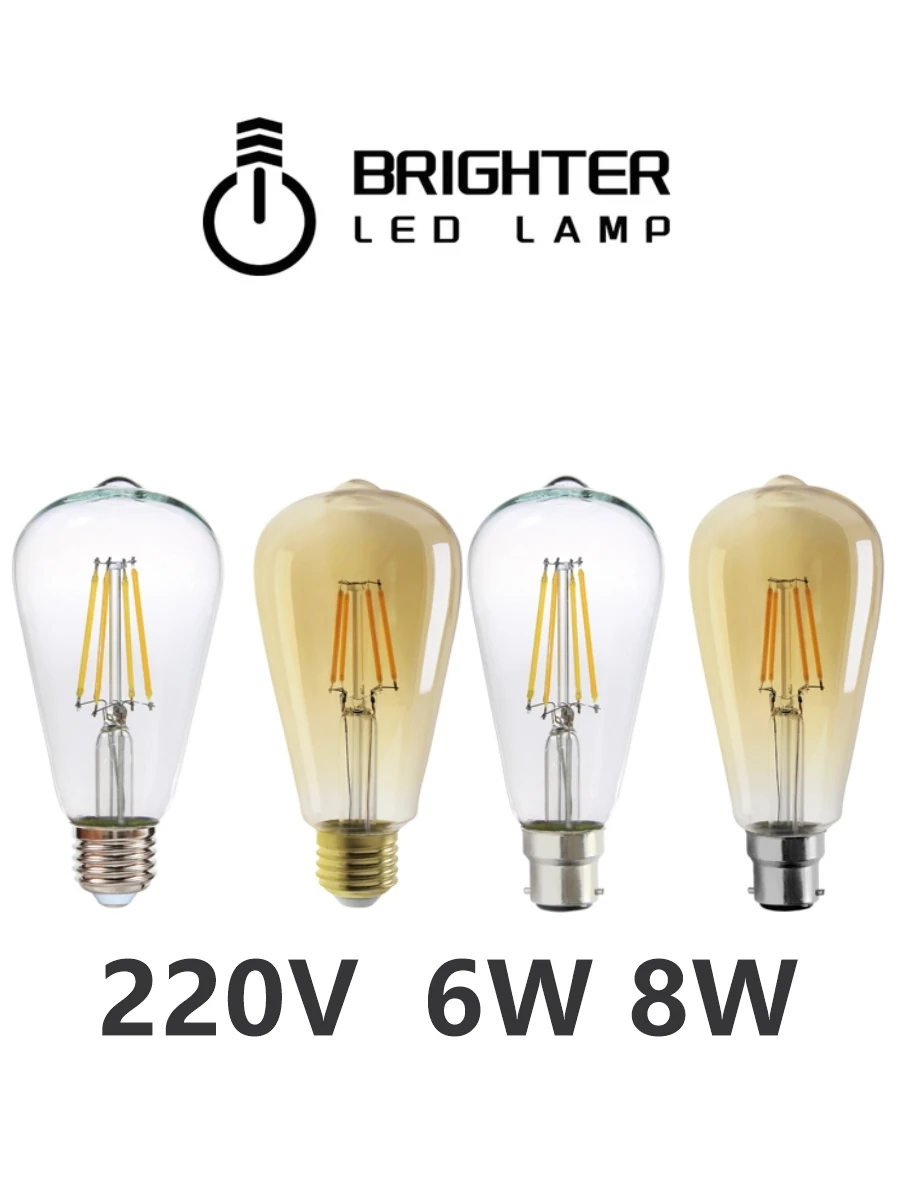 

Retro Edison Filament Bulb St64 6w E27 B22 220-240v Vintage Lamp Gold Clear 2700k Glass Lamp Inner Decoration
