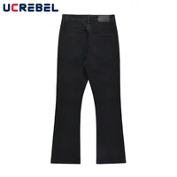Multi-Pocket Flared Pants Mens High Street Washed Black Casual Straight-leg Pants Men Jeans 2
