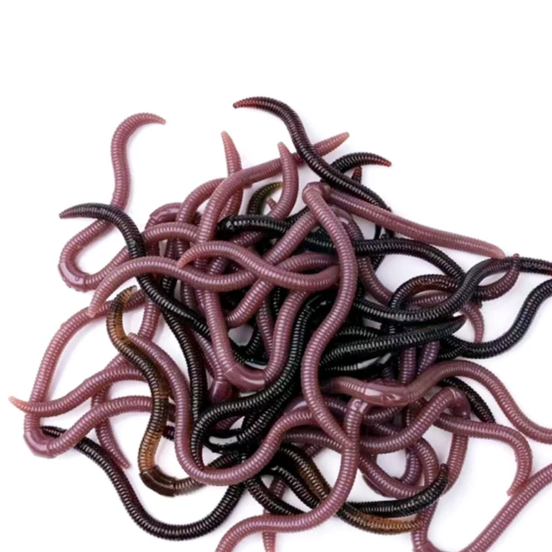 8pcs Lifelike 4 colors Earthworm bait Worms Artificial Fishing