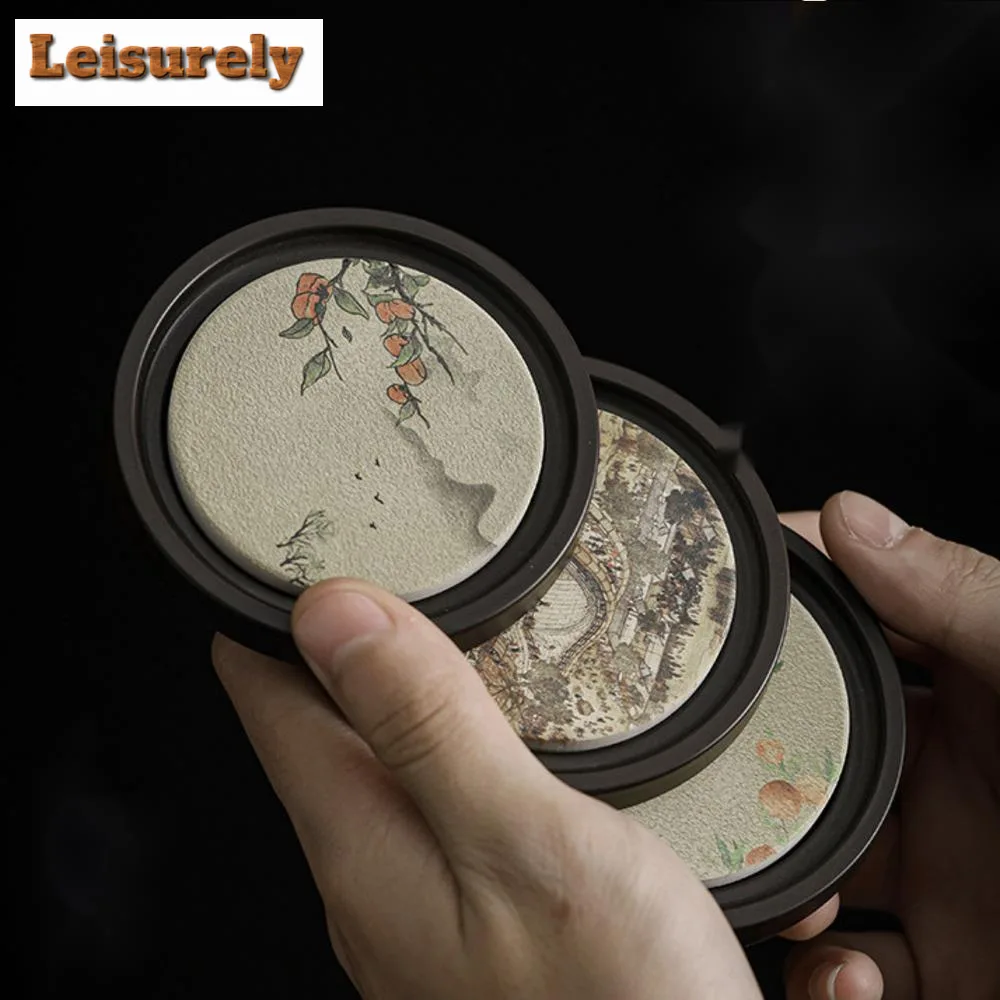 Retro Water Absorbing Electric Wood Coasters Boutique for Coffee Cups Heat Insulation Placemats Tea Services Accessories Craft