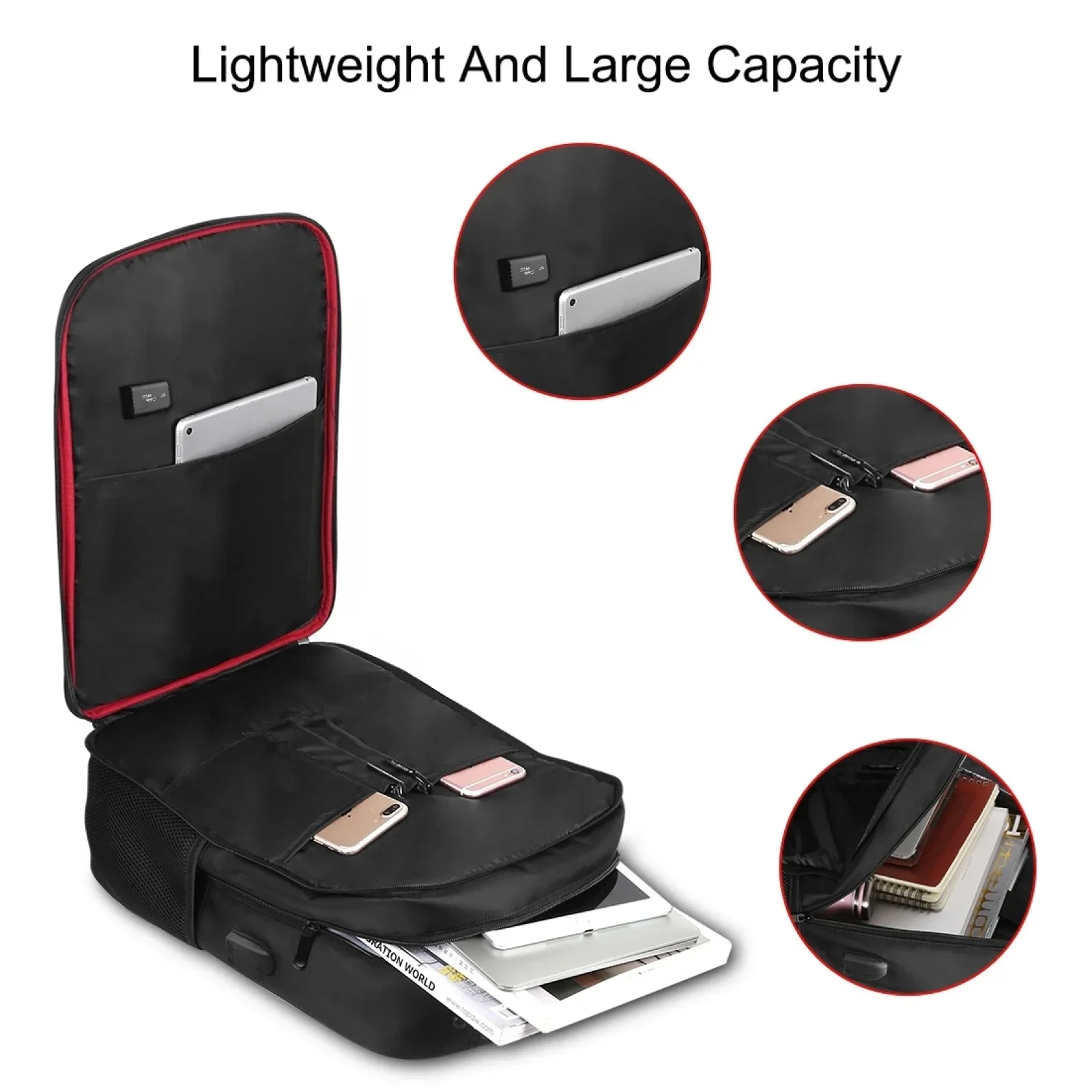 Solar Backpack 12/20W Panel Powered Laptop Bag Water-resistant Large Capacity with External USB Charging Port New men's bag 6