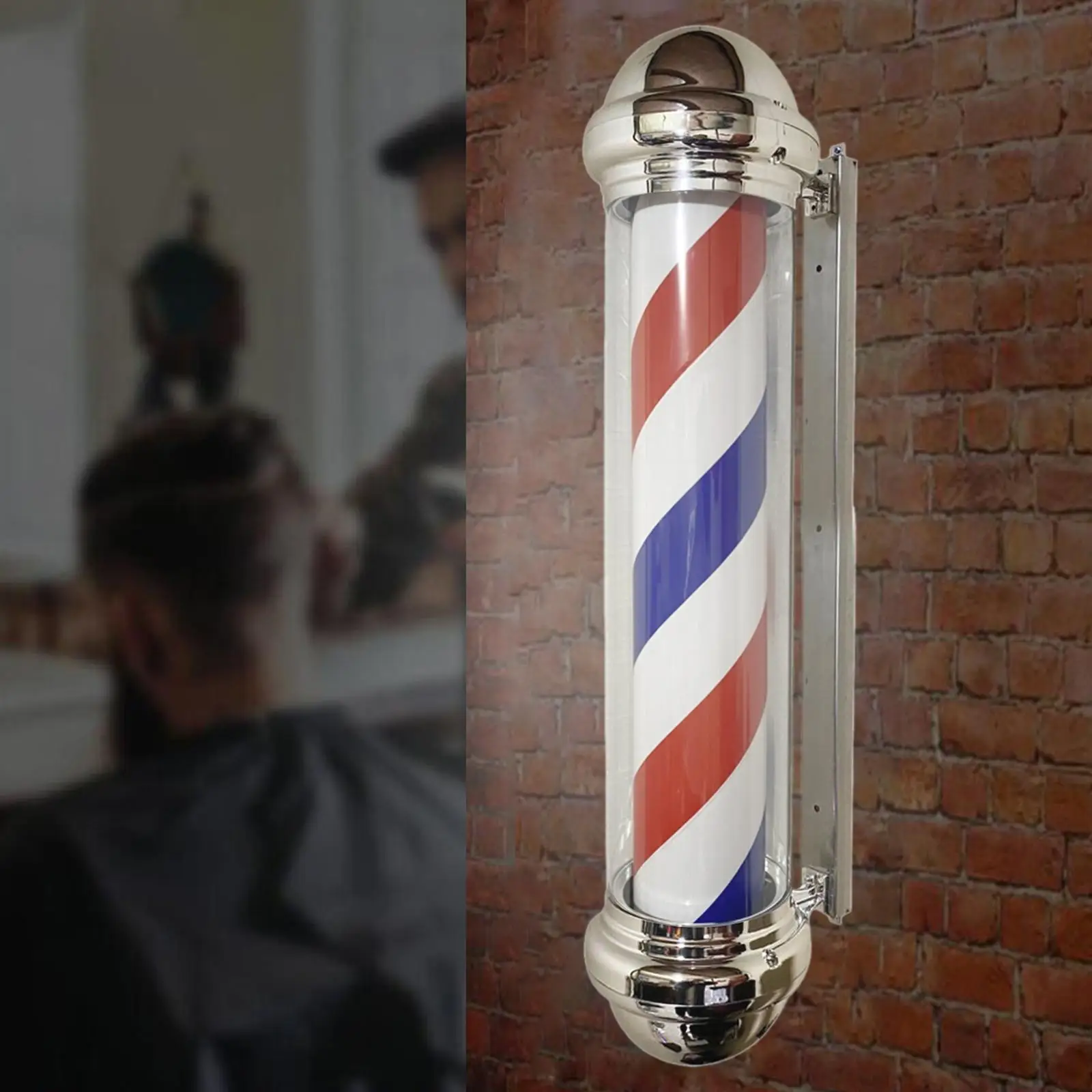 Barber Pole Light Rotating Hair Salon Shop Sign Light Stripes Vintage Style Save Mount LED Lamp for Entrance Street