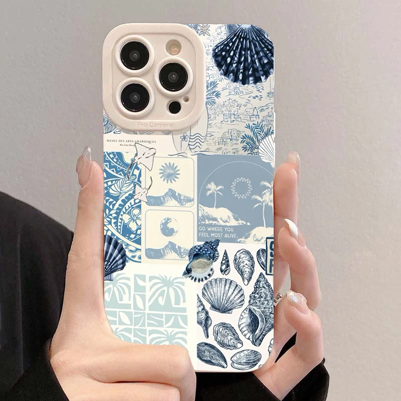 Ocean Seashell Seaweed Case iPhone 17 16 15 14 13 12 11 Pro Max XR