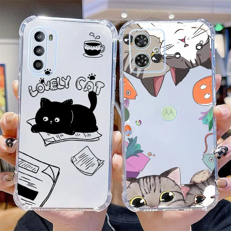 Naughty Cat Transparent Phone Case - Playful Feline Design Cover