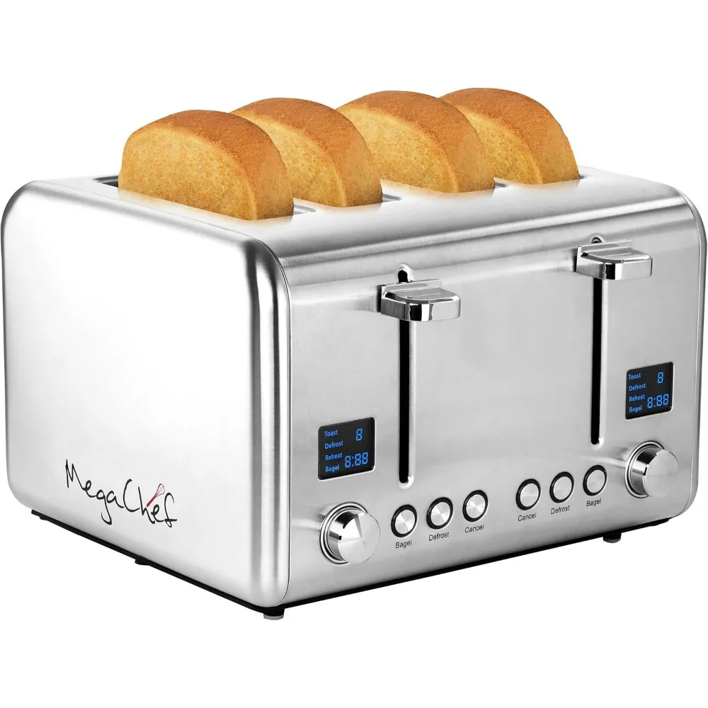 Bread Toaster 4 Slice Toaster in Stainless Steel Silver 800 Watts Use for Bagel