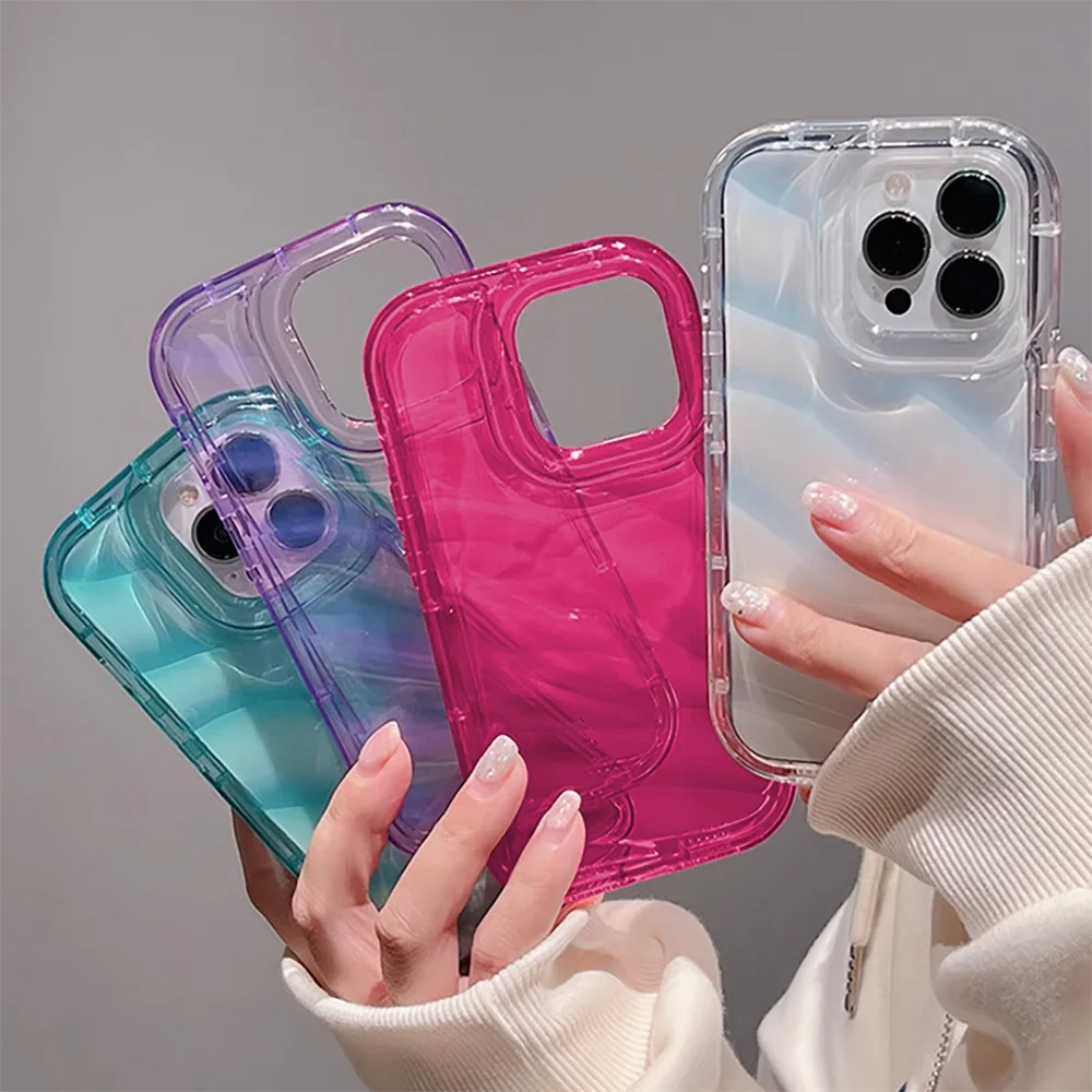 Soft Candy Transparent Wavy Texture Case For iPhone 17 16 15 14 13 12 11 Pro Max XS XR 8 7 Plus Silicone Shockproof Bumper Cover 1