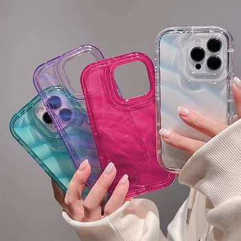 Soft Candy Transparent Wavy Texture Case For iPhone 17 16 15 14 13 12 11 Pro Max XS XR 8 7 Plus Silicone Shockproof Bumper Cover 1