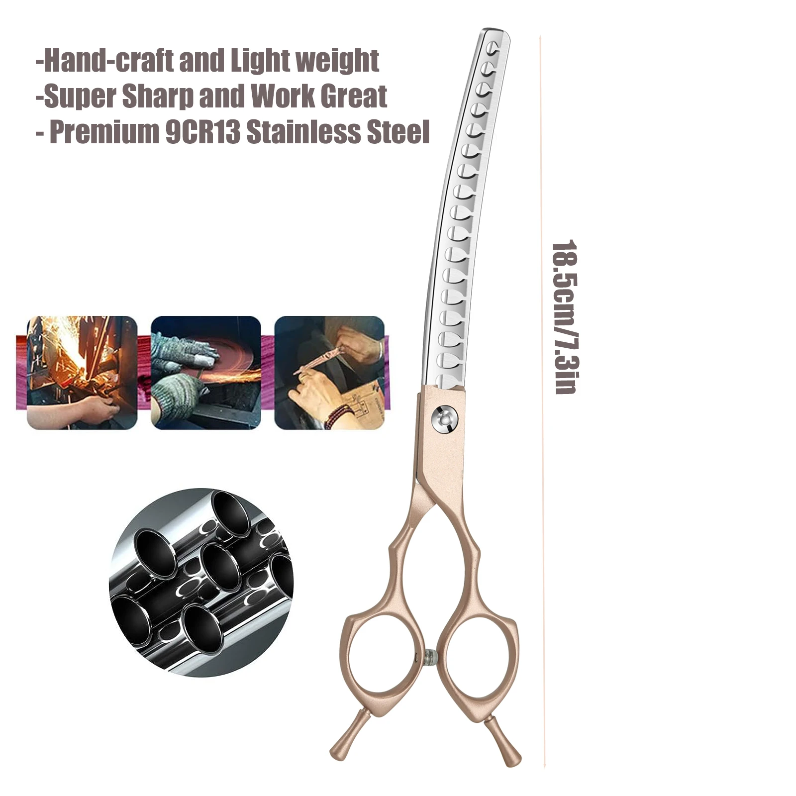 7inch Curved Chunkers Shears Premium Stainless Steel Lightweight Ergonomic Design Specialized Pet Grooming Scissors hairdressing scissors,dog grooming scissors,hair trimmer scissors