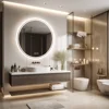LUVODI 80cm Round Large LED Bathroom Mirror Backlit Built-in Touch On/Off Dimming Anti-fog Wall Mounted Mirror 1