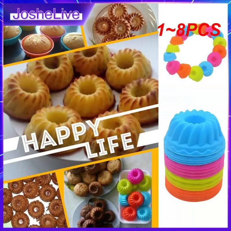 

1~8PCS Pieces/Set Of Silicone Cake Mold Round Muffin Cup Cake Baking Mold Kitchen Cooking Bakeware Making Cake Decoration