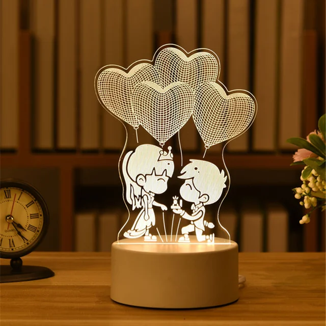 3D Lamp Acrylic USB LED Night Lights Neon Sign Lamp Xmas Christmas Decorations for Home Bedroom Birthday Decor Wedding Gifts 2