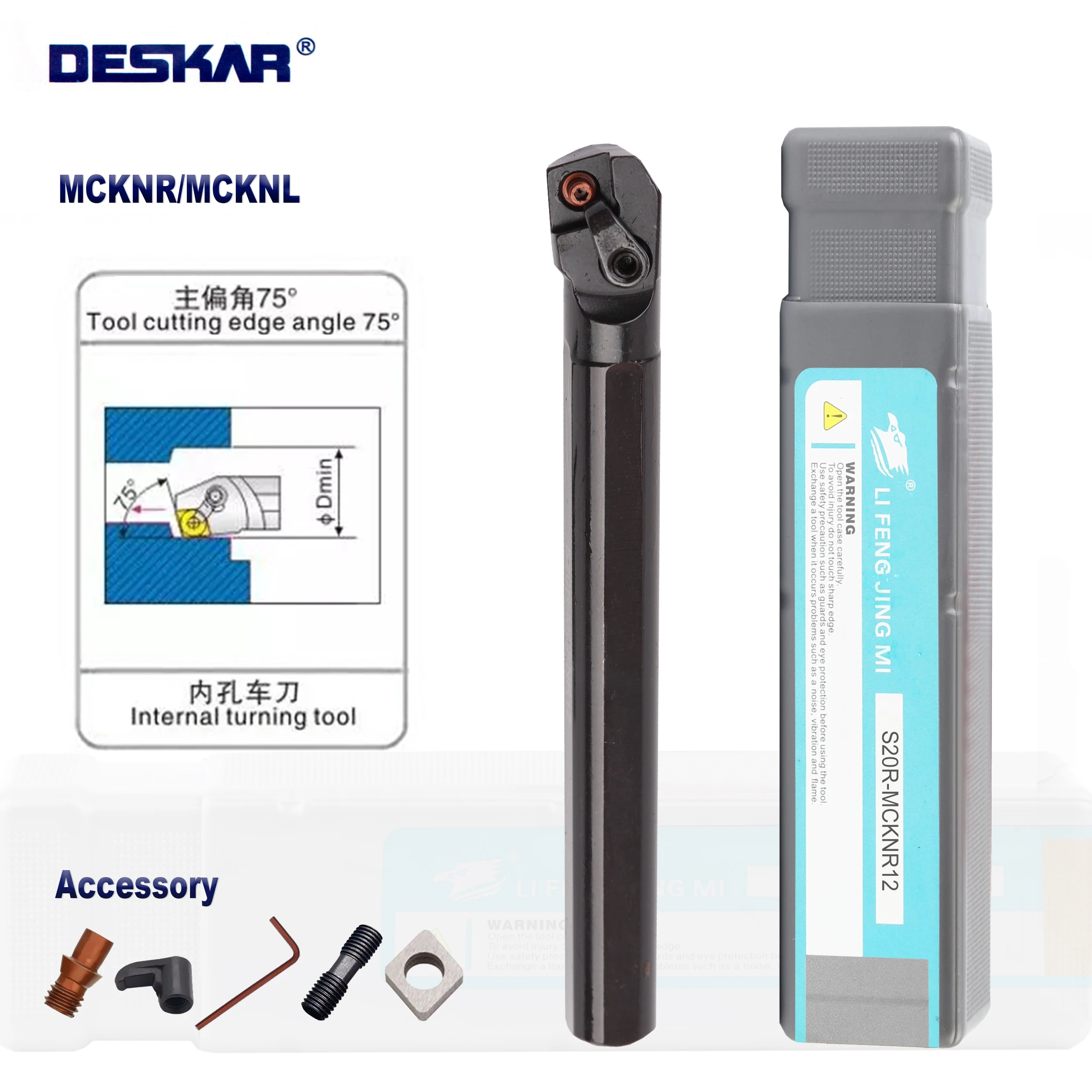 

DESKAR 100% Original MCKNR MCKNL S20R-MCKNR12 S25S-MCKNR12 25mm Internal Tunring Tool Holder Boring Bar Use CNMG12 Carbide Blade