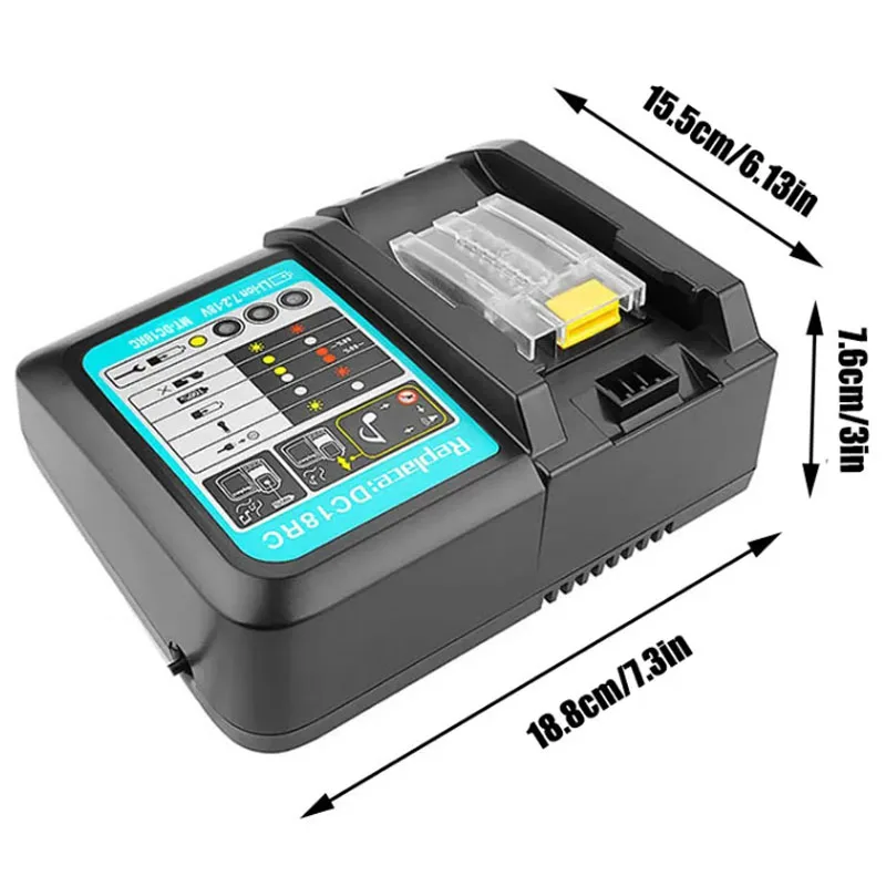 DC18RC 3A Lithium Battery Charger for Makita 14.4V 18V Electric Drill Polishing Machine Lawn Mower Intelligent Power Adapter