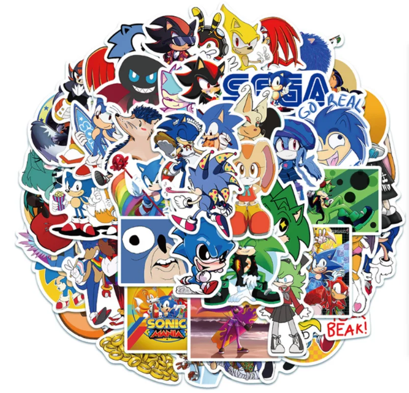 thumbnail image 1 of 10/50 piezas de pegatinas de anime japonés Sonics The Hedgehog para maletas, patinetas, portátiles, grafitis, teléfonos, cascos, pegatinas de dibujos animados, calcomanías de juguete, 1 of 5
