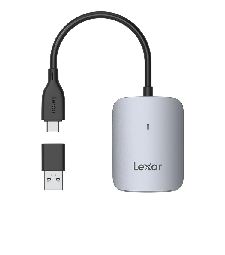 Lexar USB 3.2 CFexpress Typ A Kartenleser RW515 mit USB-C-Kabel und einem USB-C-zu-USB-A-Adapter. Bis zu 900 MB/s Übertragungsgeschwindigkeiten – Detail 11