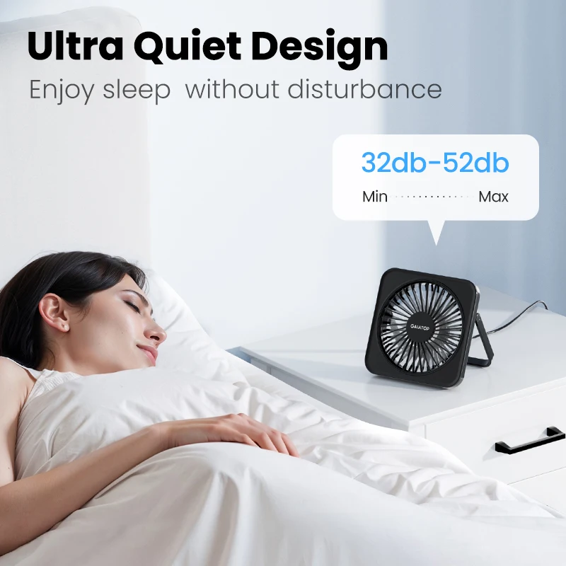 USB desktop fan, 5-inch (approximately 12.7cm) personal fan, small portable desk fan, 180 ° tilt folding and 3-speed, 4