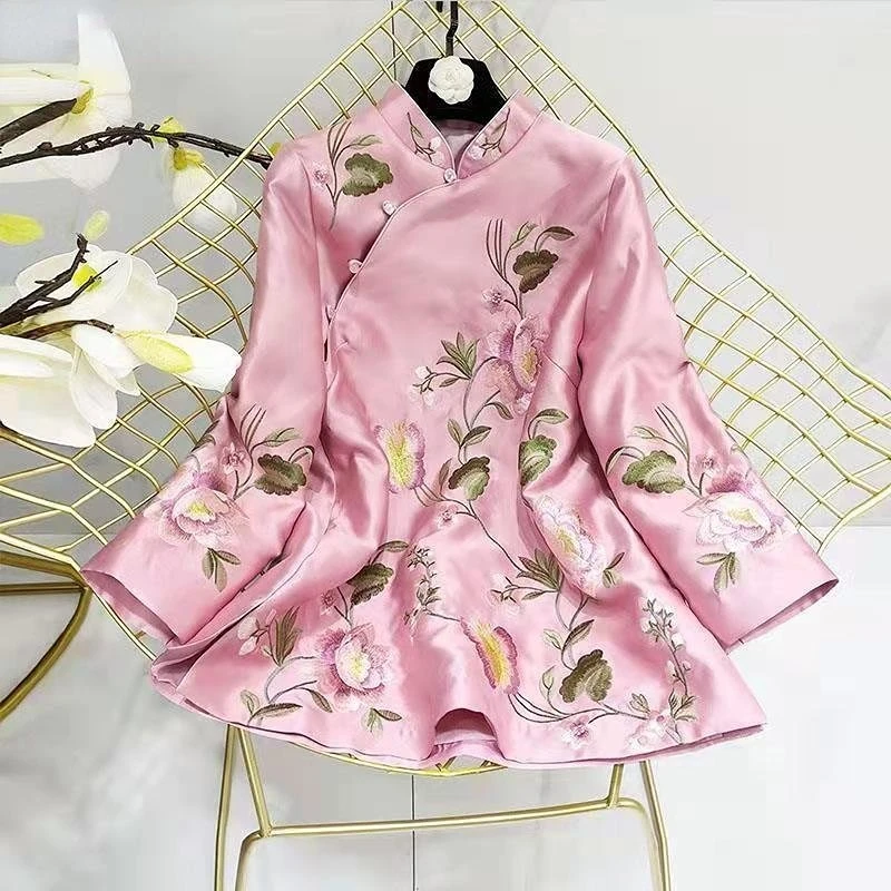 Tang Suit Shirt National Style Traditional Elegant Embroidery Women Chinese Vintage Blouse 4XL Loose Female Hanfu Tops Women Chinese Shirt