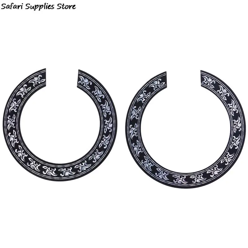 

Sound hole Rose Decal Sticker for Acoustic Classical Guitar Parts Black+Silver