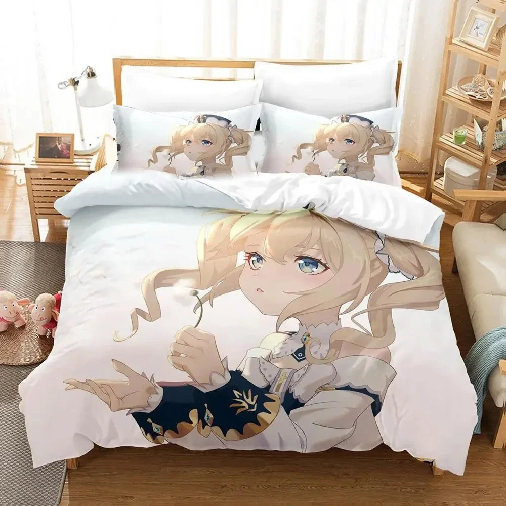 Anime Genshin Impact Arlecchino Bettwäsche-Set, Bettbezug, Bett-Set, Bettbezug, Kissenbezug, Tröster, King-Size-Größe, Jungen und Erwachsene – Detail 6