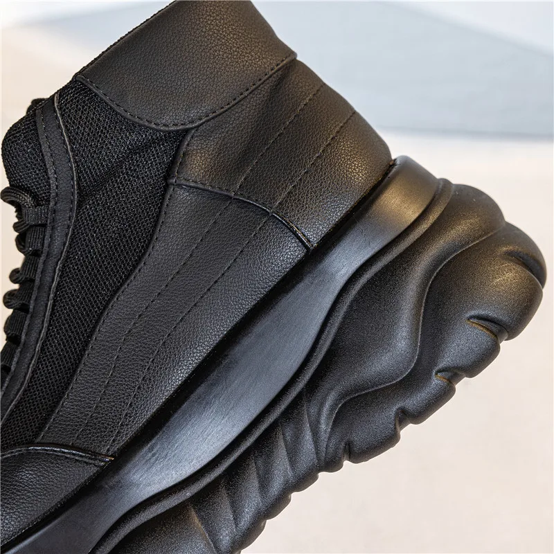 2024 Women's Small Man Heightened Platform High-top Trendy Cool Neutral Muffin Goth Short Punk Metal Big Head Boots