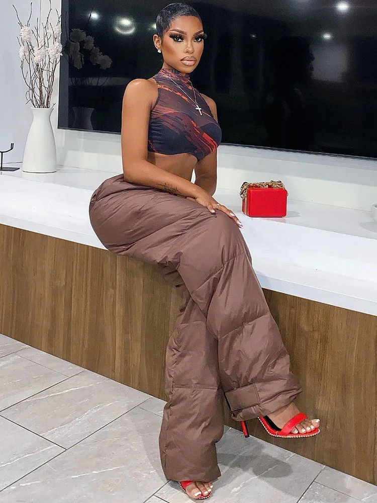 

Women High Waist Cotton Padded Harem Pants Sexy Drawstring Casual Warm Trousers Fall Winter Harajuku Clothes