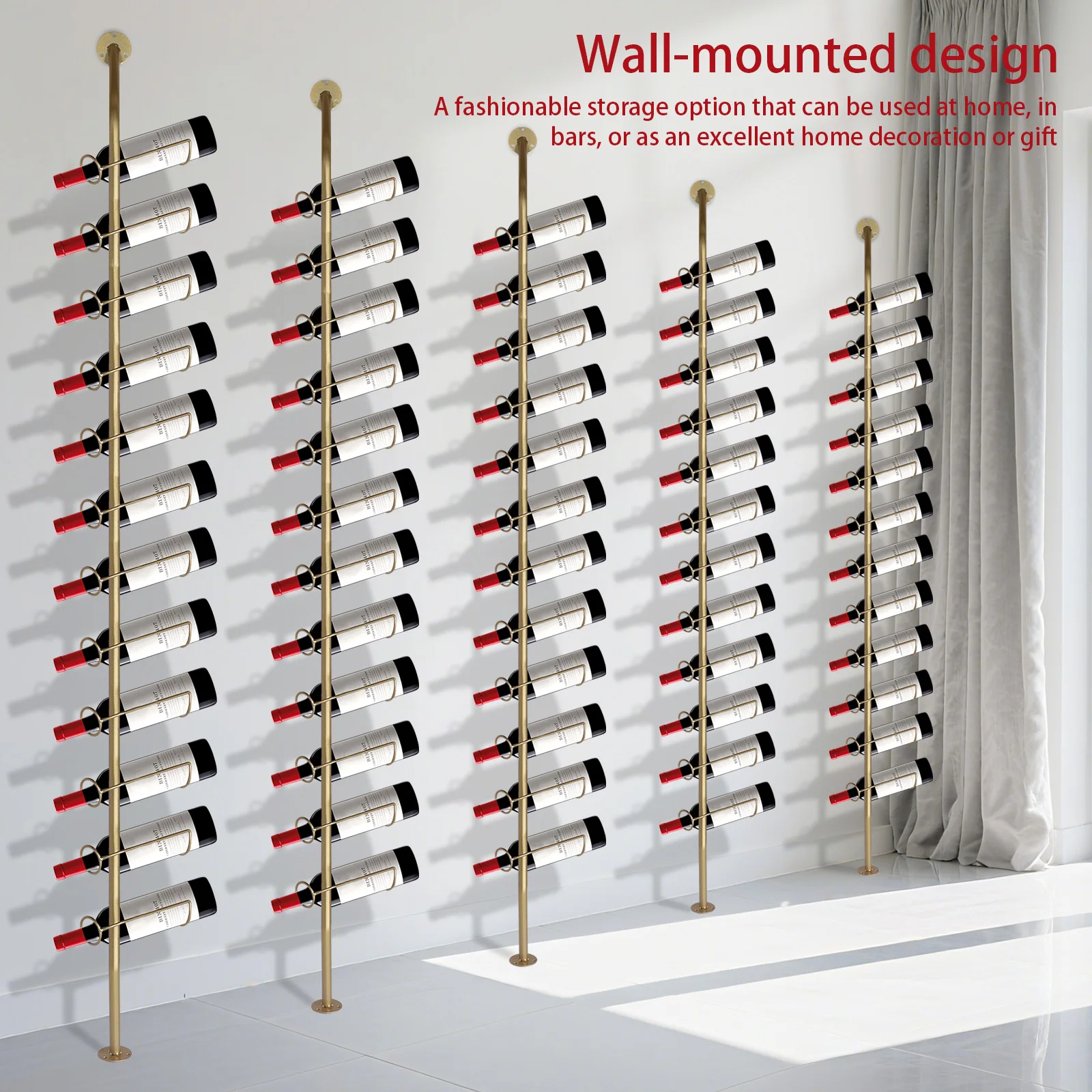 Iron Wall Mounted Wine Rack Holder for 60 Bottles