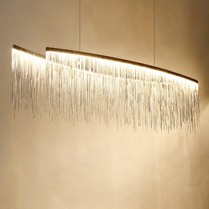 

Modern designer Nordic tassel restaurant luxury chandeliers hotel engineering chain living room art hanging lights