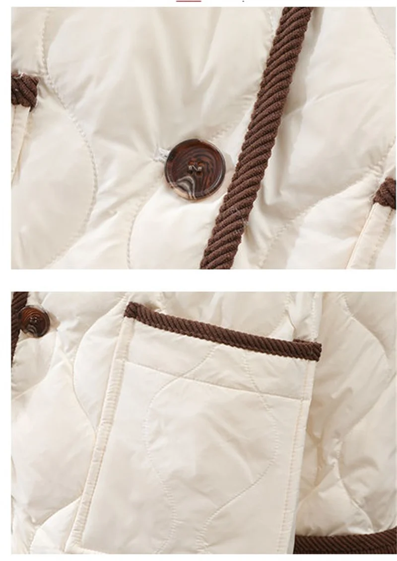 lapel Corduroy Diamond Grid Lightweight Cotton Jacket Women's 2025 Autumn Winter New Cotton-Padded Parkas Warm Coat Female Tops
