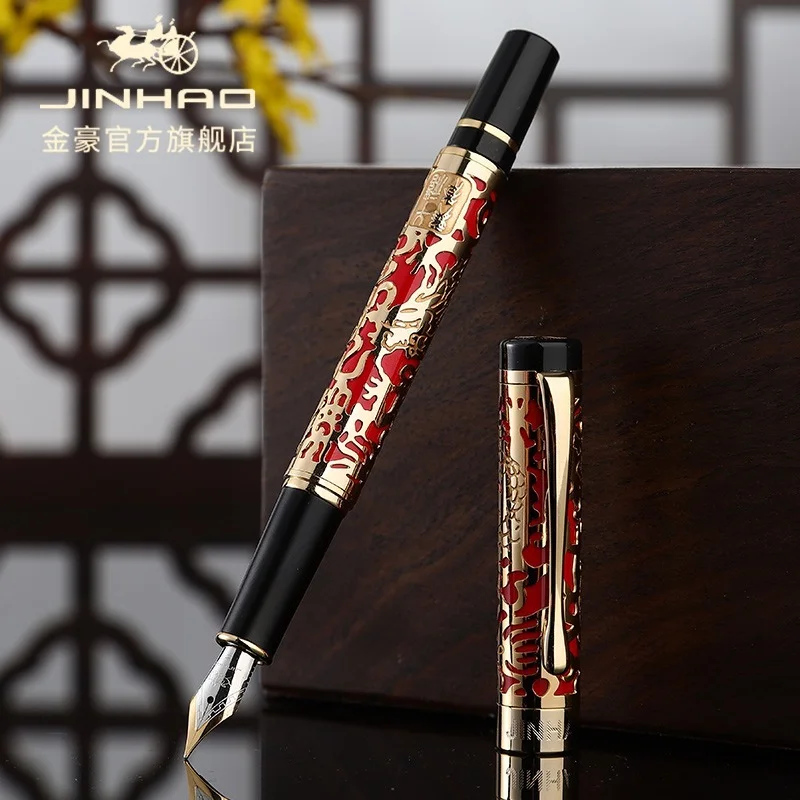 

JINHAO 5000 высококачественная металлическая перьевая ручка с драконом Роскошные 0,5 мм F перьевые чернильные ручки для письма офисные школьные принадлежности новинка
