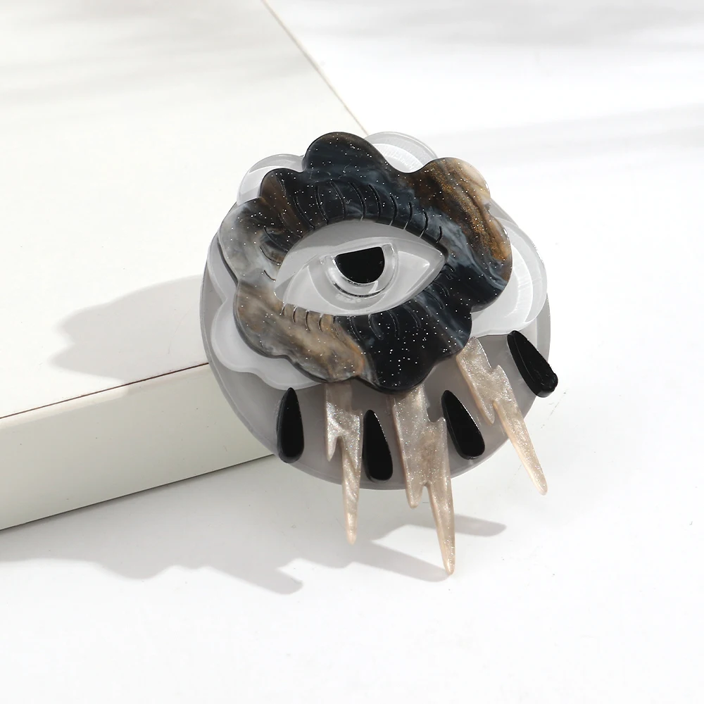 Creative Acrylic Eyes Lighting Geometric Brooch Pins Unique Cartoon Splicing Badge Brooches Women Jewelry Gifts