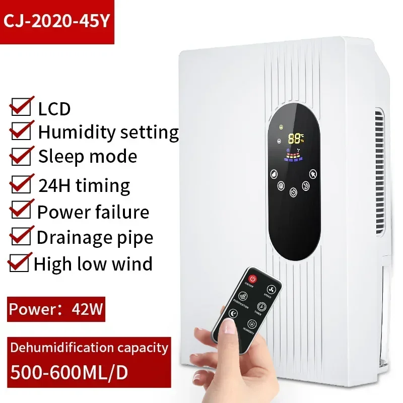 

350 Sq. Ft Dehumidifiers for Room and Basements, Manual Drainage, 2200ml Water Tank, Auto Defrost, Dry Clothes Function