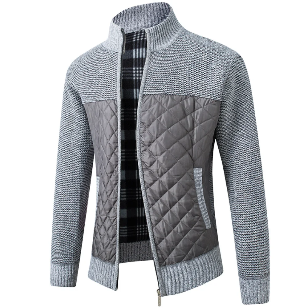 2023 Autumn Winter New Mens Jacket Slim Fit Stand Collar Zipper Jacket Men Solid Thick Warm Jacket Men Sweater