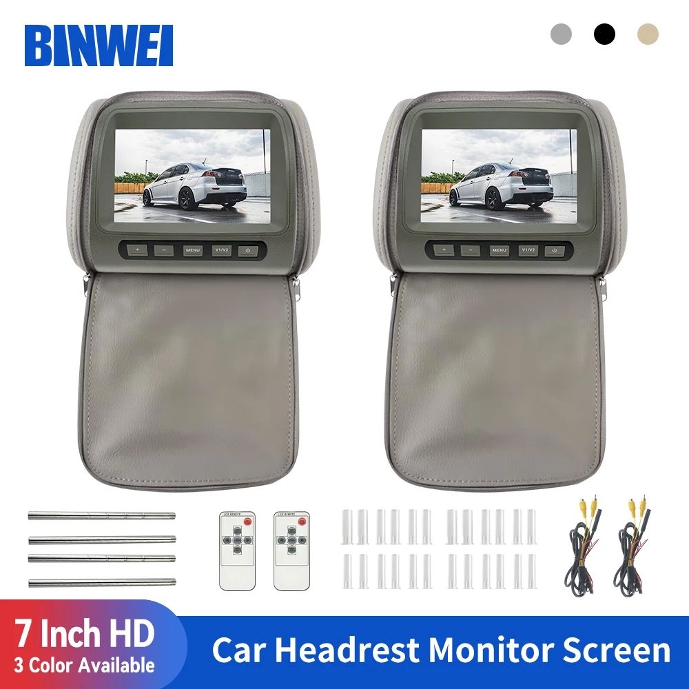 Binwei carro headrest monitor com zip bag automotive headrest sem touch