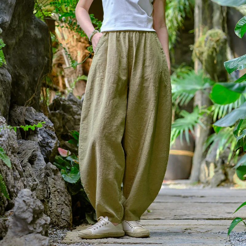 2023 Cotton Hemp Casual Pants Women's New Vintage Linen Large Size Loose  Tai Chi Bloomers Wide-leg Pants Wide-leg Pants Solid - AliExpress