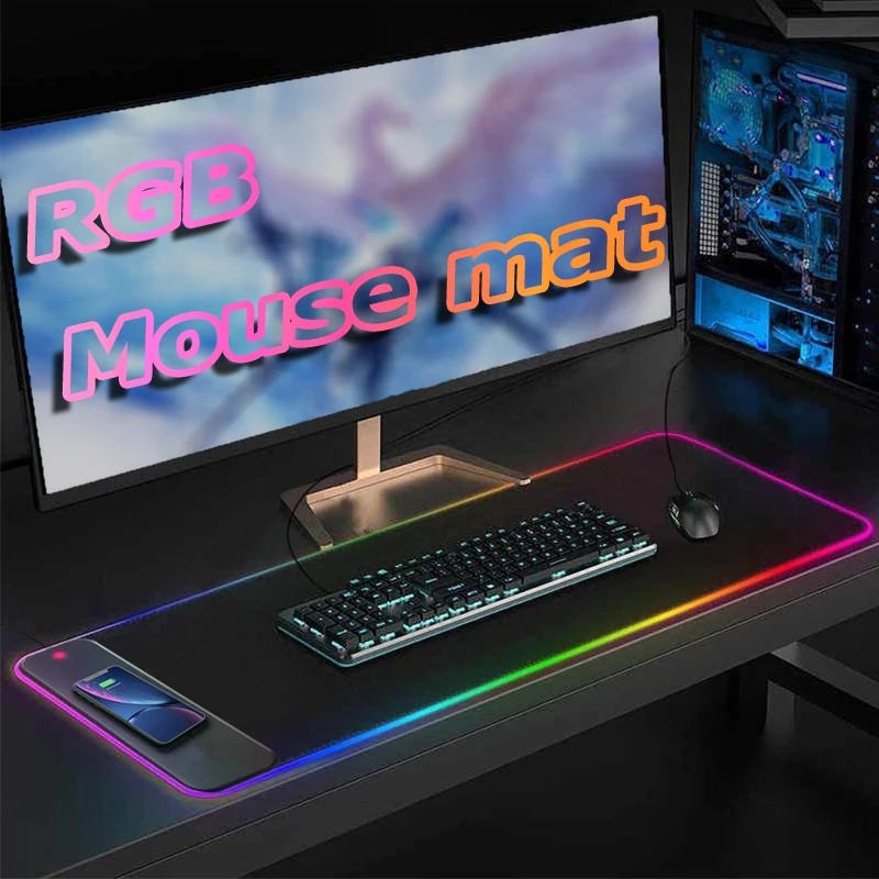 

XXL Gamer Mouse Pad 800×300 Wireless Recharging RGB Backlight Computer Mice Mat Thickened NonSlip Keyboard Mat Gaming PC LED Mat