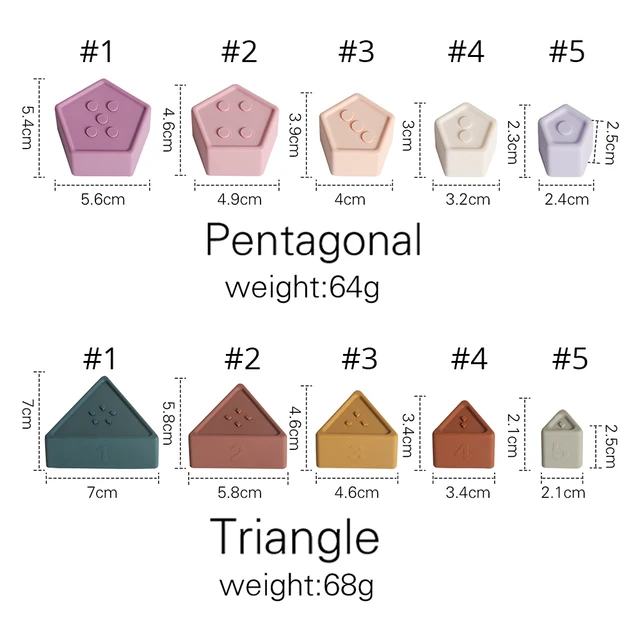 1 Set Triangle Silicone Building Block Construction Educational Game Toys Montessori Toy For Kids Birthday Gifts Education Toy 2