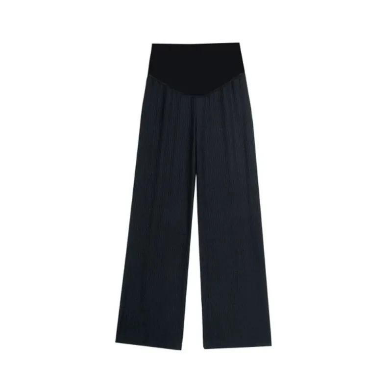 Summer Pregnant Women Ice Silk Wide Leg Loose Pleated Nine Points Pants maternity pants